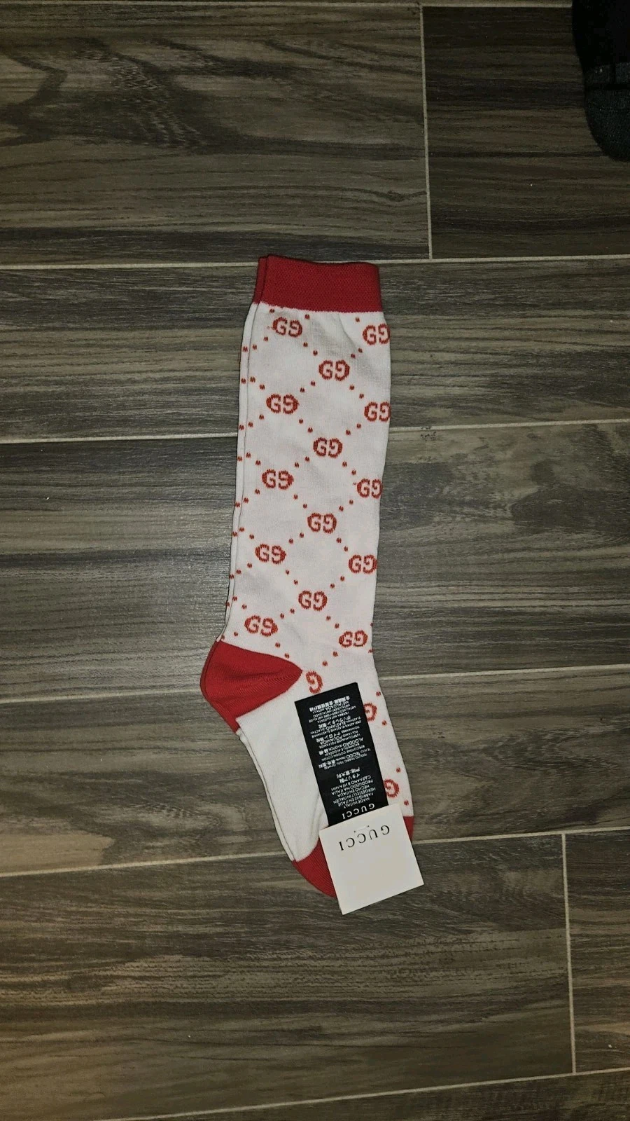 Chaussettes longues Gucci (GG) motif rouge et blanc femme taille unique neuves avec étiquette