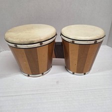 Wooden Bongo Drums Natural Hide Heads MCM VERTICAL WOOD STRIPES