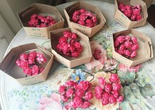 1 Vintage New Old Stock Millinery PINK wired ROSES Clusters Made In Japan Tags