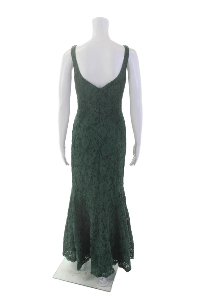 Nicole Miller Womens Floral Lace V-Neck Sleeveless Maxi Dress Green Size 2 - Image 3 of 4