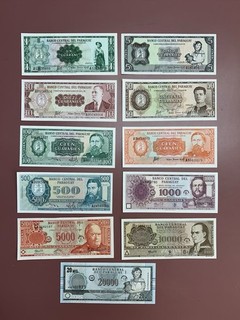 Lot of 11 Paraguay UNC Banknotes