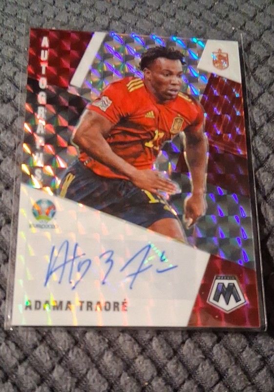 2021 Panini Mosaic UEFA Euro 2020 -Auto Adama Traore #AM-AT Silver Mosaic Prizm
