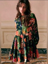 Sezane Hidaya Dress in Trianon Floral Print Short 100% Cotton Size 40 / US 8