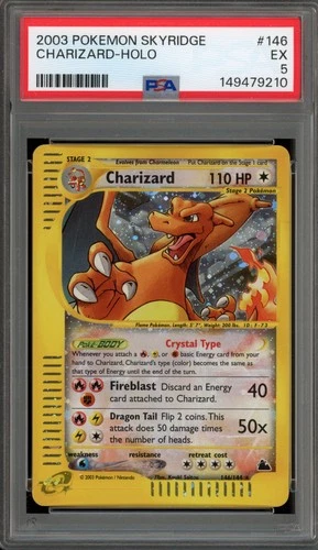 Pokemon Charizard Skyridge Crystal Holo Secret Rare #146 PSA 5