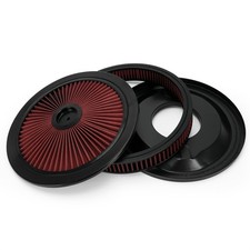 14 X 2 Round Red Thru High Flow Washable Air Cleaner W Chrome Lid For Sbc Bbc