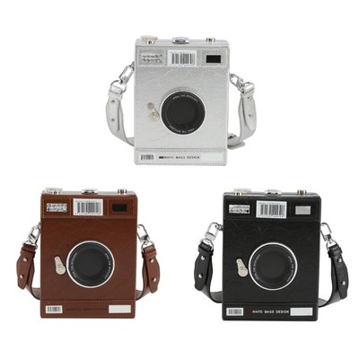 PU Leather Messenger Bag for Women Camera Shape Shoulder Bag Retro Crossbody Bag