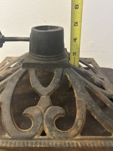 Vintage Cast Iron Umbrella Base Patio Parasol Stand for Poles Iron fleur de lis - Picture 9 of 10