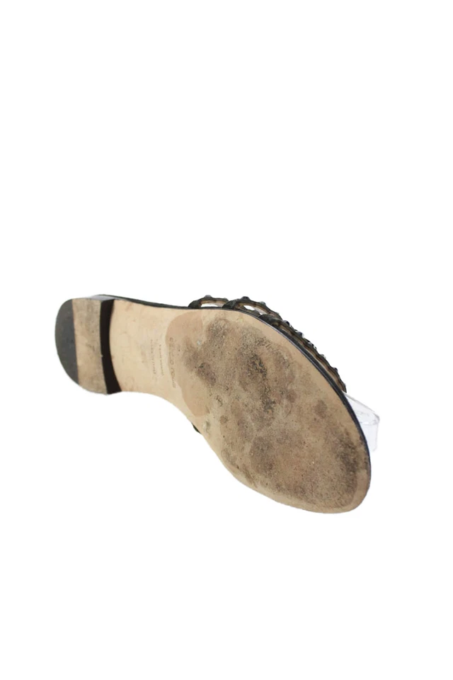 Sergio Rossi Womens Strappy Rhinestone Detail Slide Sandals Black Size 9.5 - Image 4 of 4