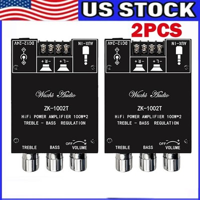 2x Bluetooth Treble and Bass Adjustment Amplifier Board Double Track  ZK-1002T