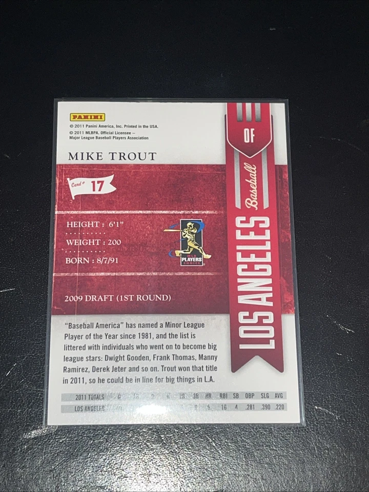 MIKE TROUT 2011 Playoff #1 Draft Pick RATED Rookie Card RC LA Angels ROY AS MVP - Imagem 4 de 4