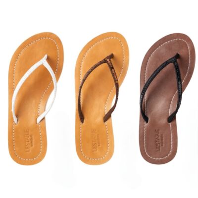 LESTARIE Damen Leder Flipflops Zehensteg handgefertigt Pailletten Sandalen 36-43
