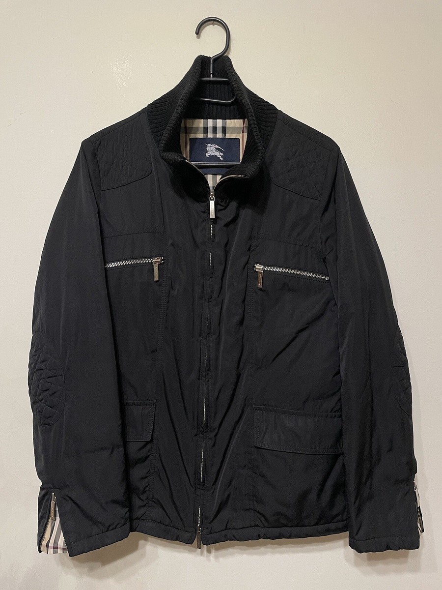 Burberry London Jacket Zip 46 M/L Nova Check Logo Black Coat
