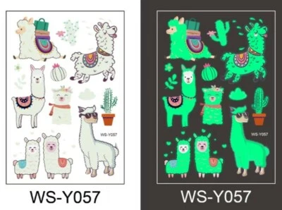 ROSIE'S TATTOO BOUTIQUE 🦙 LlAMA Glow in the dark Temporary Tattoos Girls Body Art Sticker Transfers 💙