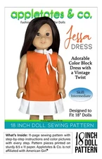 18 Inch Doll Clothes Pattern | Jessa Dress Fits 18" Dolls such as American Girl