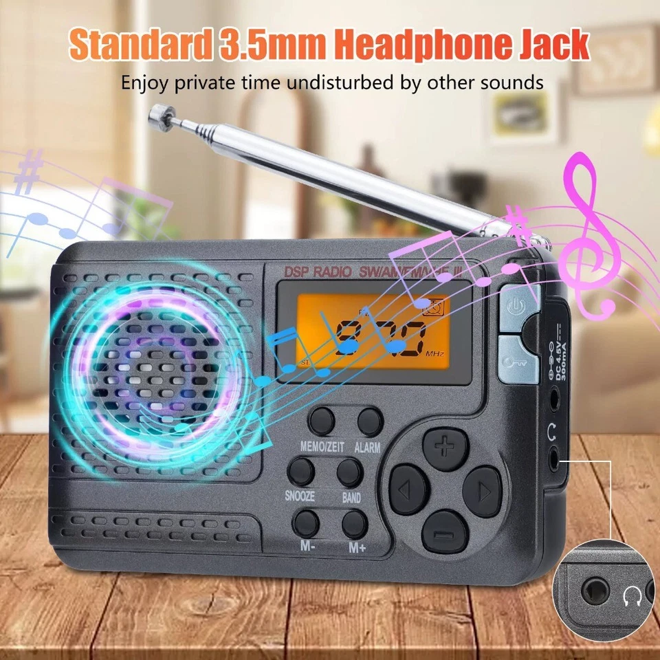 Portable 4-Band AM/FM/SW/TV Radio Digital Stereo Speaker MP3 Player Rechargeable - Image 4 of 4