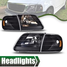 Amber Black Headlights Corner Lights Fit For 1997-2003 Ford F150 Expedition