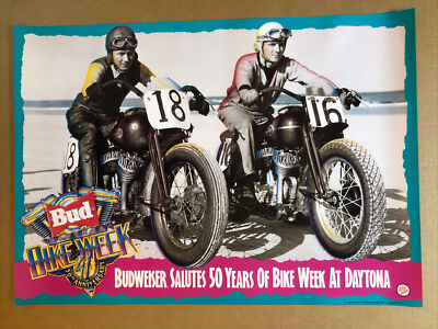 Budweiser Daytona Bike Week Poster Vintage Original Motorcycle
