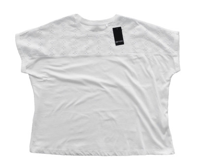 Esmara Women's 1/4 Sleeve White Relaxed Cotton T-Shirt Size Large New With Tags
