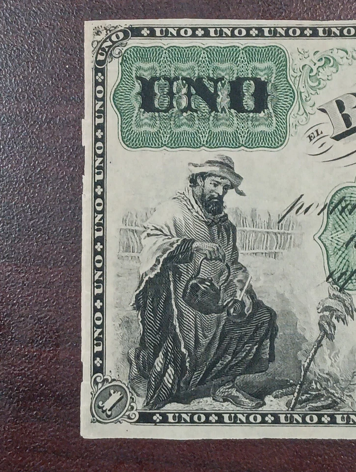 1867 Uruguay Banco Oriental, Montevideo Uno Oriental Pick S383 A - Image 2 of 4