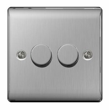 BG Nexus Brushed Steel Switches & Sockets Full Range Satin Chrome Grey Inserts