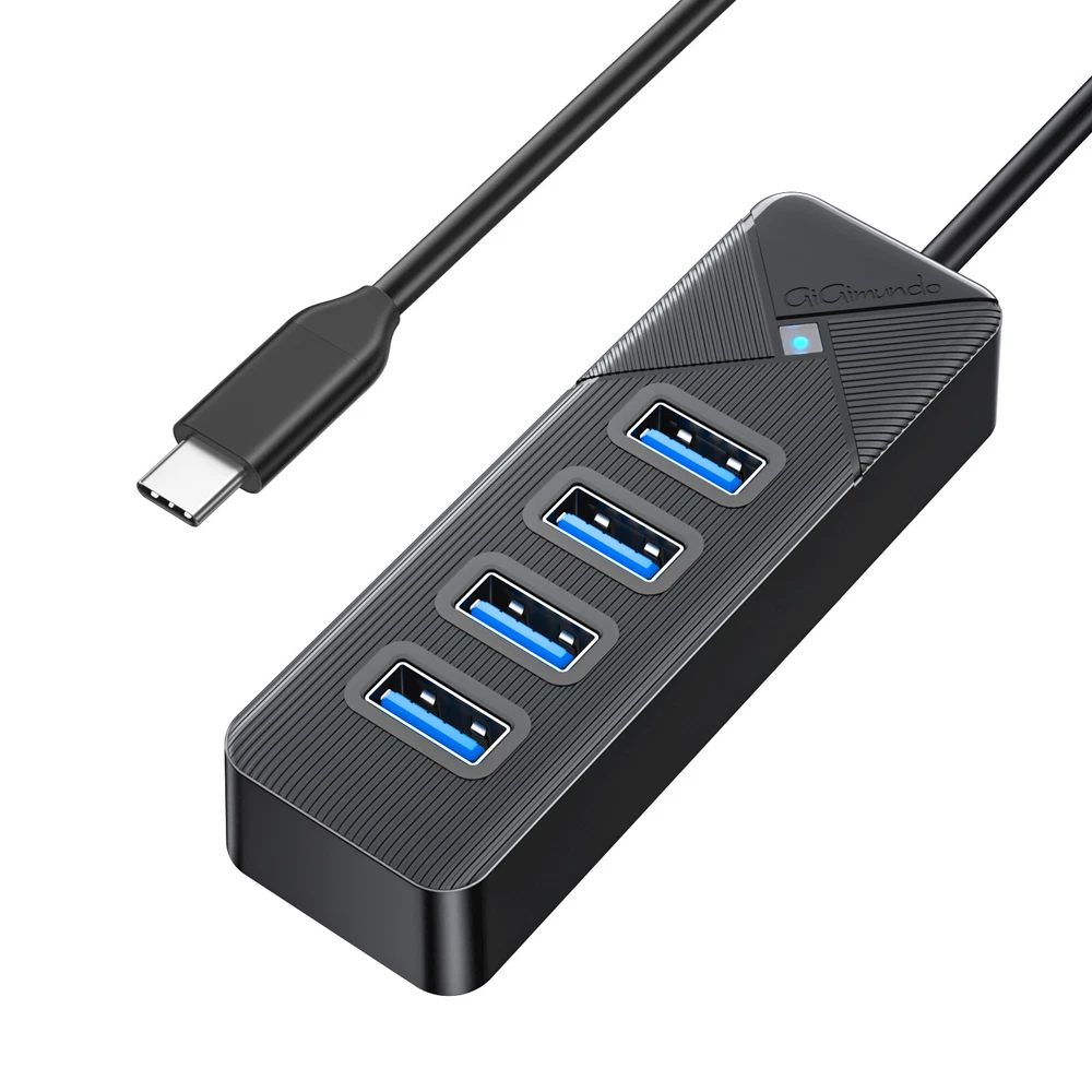 4-Port USB 3.0 Hub - High-Speed Data Transfer for PC & Laptop