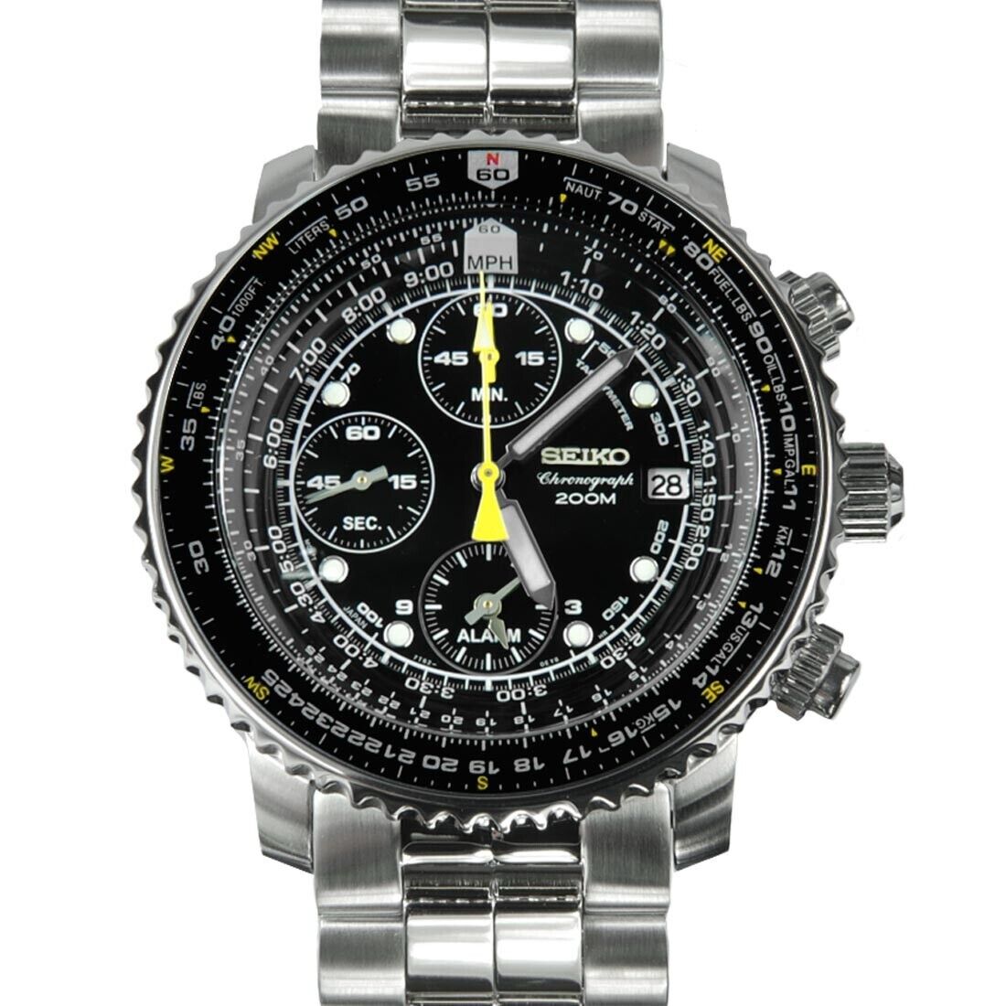 SEIKO Flightmaster SNA411 SNA411P1 Chronograph Mens Aviation SEIKO Flightmaster SNA411 SNA411P1 Chronograph Mens Aviation