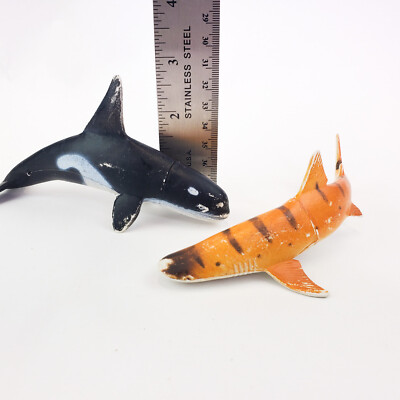 Vintage Larami Orca Killer Whale & Leopard Shark Plastic Figures