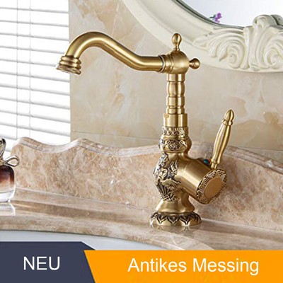 Waschtischarmatur Antike Messing Bad Wasserhahn Einhebel Mischbatterie