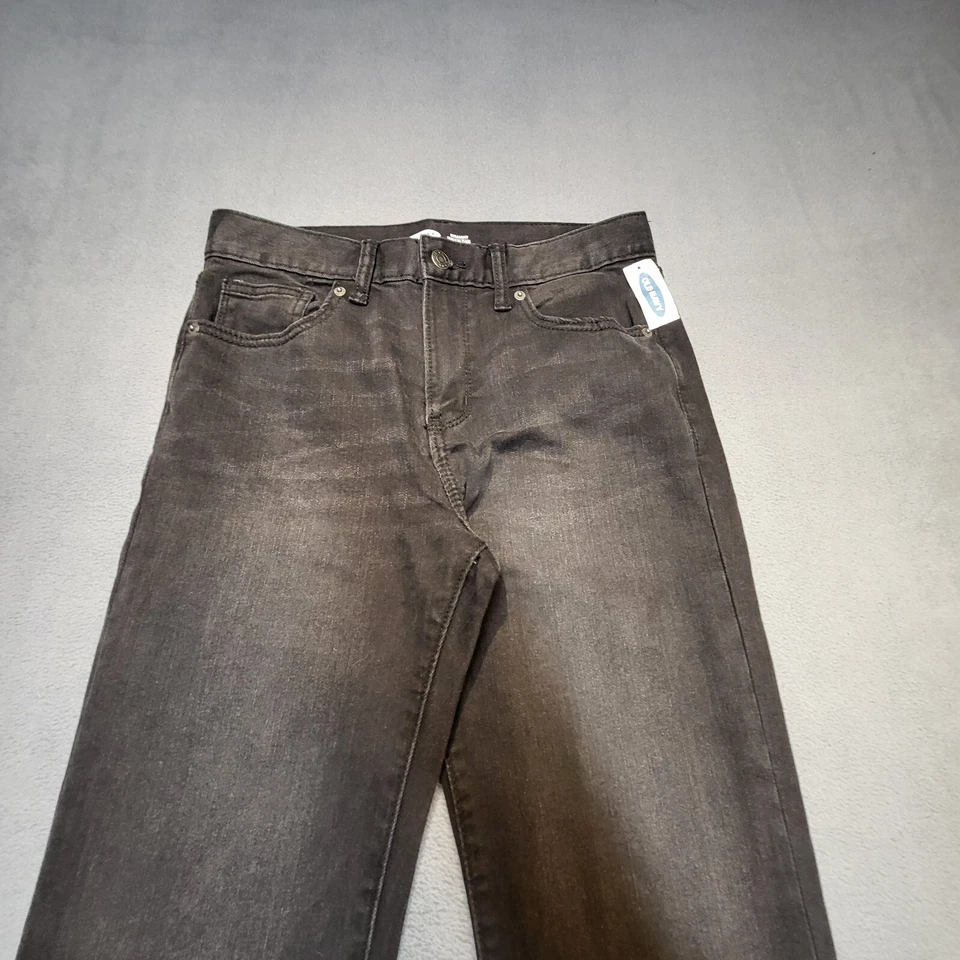 Pantalones de mezclilla elásticos desgastados de pierna recta negros 16 azul marino antiguo nuevos con etiquetas Foto 2 de 4