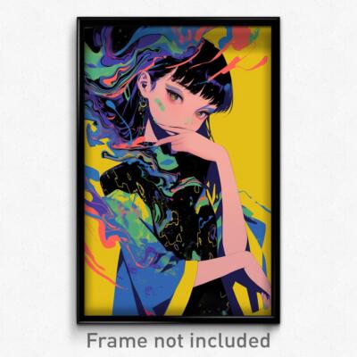 Anime Art Poster - Woman Feeling Mixed Up, Marvelous Detached Sleeves (Print)
