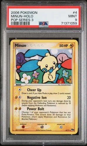 MINUN HOLO 4 POP 3 POKEMON PSA 9