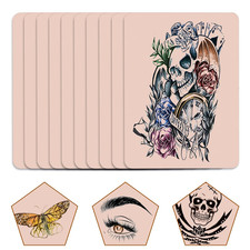 10 PCS Tattoo Practice Skins, 5.7 "x7.6" Double Sided Fake multicolor