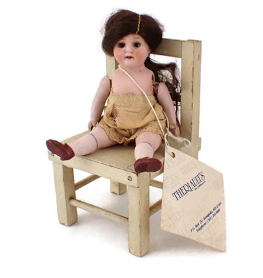 Antique All Bisque German Kestner Doll Theriault's w Red Painted Shoes Orig. Wig
