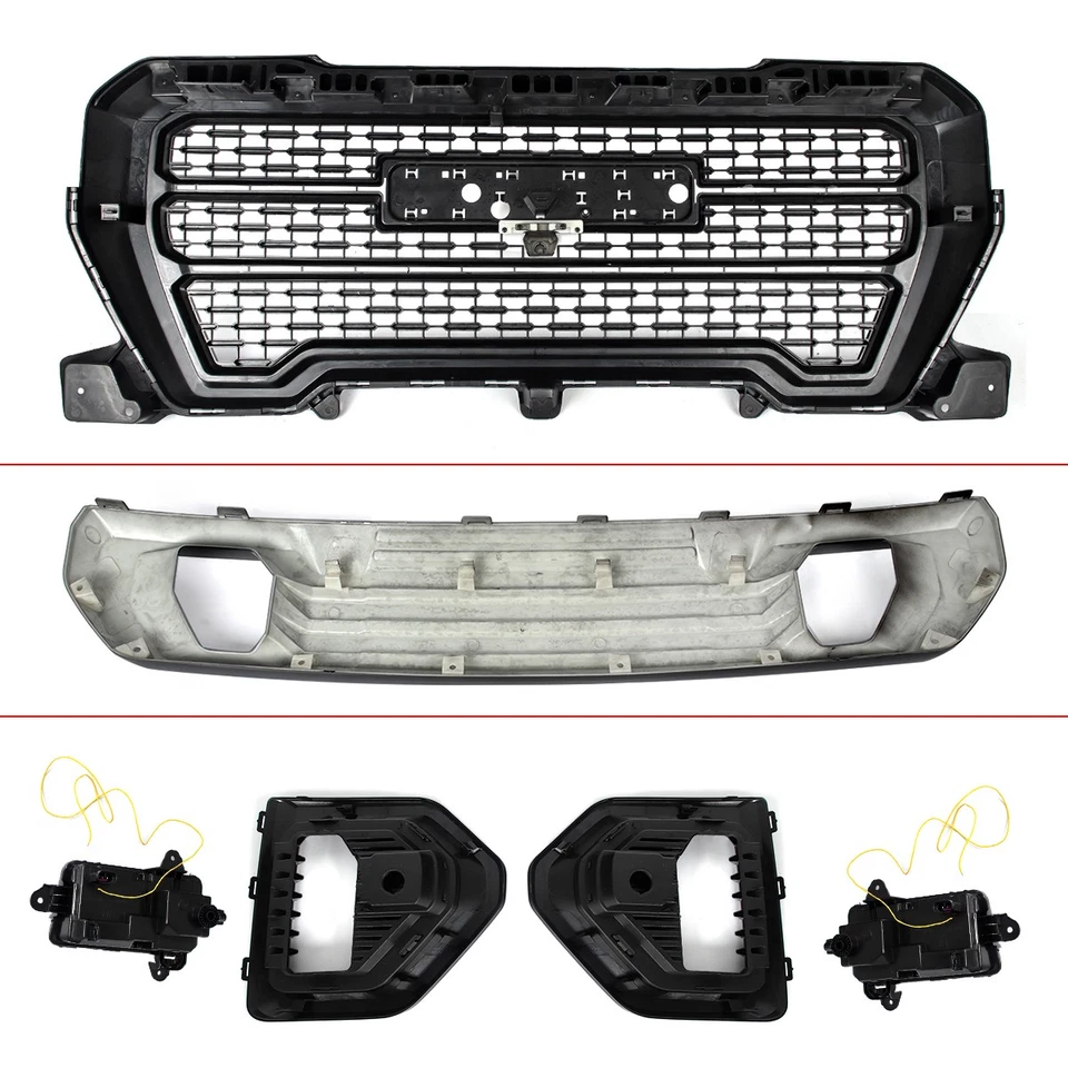 Front Grille Plate & Fog Bezel Kit w/ Led Lamp For 19-22 GMC Sierra 1500 Denali Foto 4 de 4