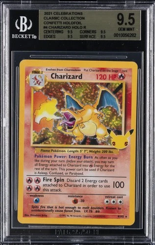 2021 POKEMON CELEBRATIONS CLASSIC COLLECTION CONFETTI HOLO #4 CHARIZARD BGS 9.5