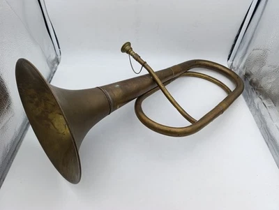 Cor de chasse ancien trompe cuivre laiton fonctionnel 58cm type fanfare - Photo 1/4