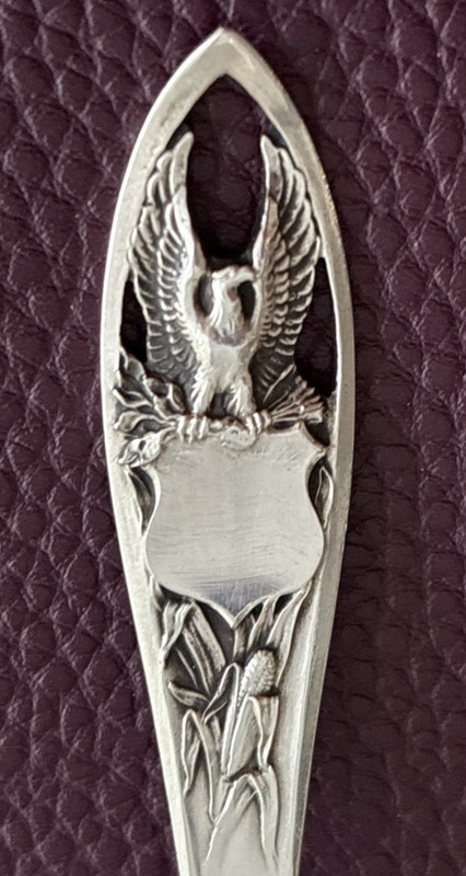 American Bald Eagle Shield Cutout Corn 5.5" Sterling Souvenir Spoon 17 Grams