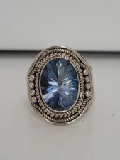 Blue Topaz 925 Sterling Silver Handmade Ring Size 9