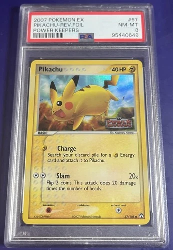 PSA 8 Pikachu 57/108 Reverse Holo EX Power Keepers Pokémon 2007