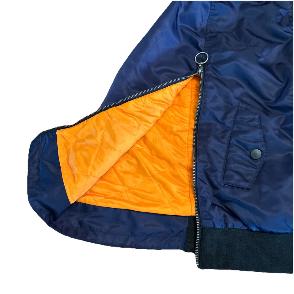 Women's XS Hudson Foxtrot Cape Poncho Zip Bomber Jacket Navy Blue Zip Arms - Image 4 of 4