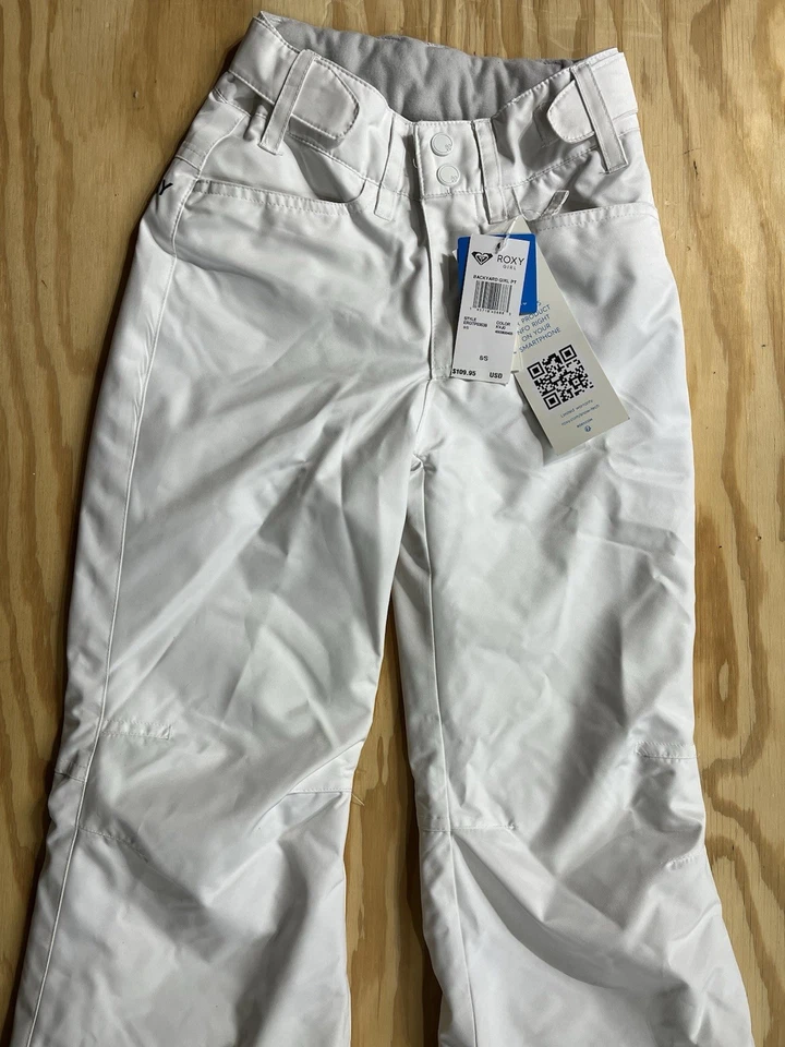 Pantalones de nieve Roxy blancos para esquí y snowboard talla 8/S para niñas Foto 2 de 4