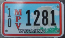 WYOMING Motorcycle Cycle Style MPV License plate 10 1281 ^