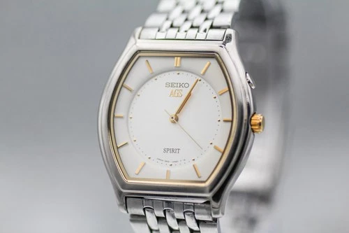 Vintage 1995 [Exc+5] SEIKO Spirit AGS Kinetic 3M21-0A50 Silver 33mm Men's Watch