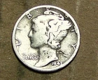 1943  P     MERCURY  SILVER   ACTUAL  COIN                           90119200-06
