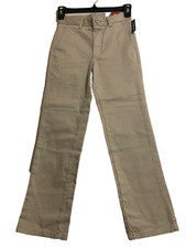 Izod Flat Front Stretch Khaki Chino Pants Slim Size 10 Adjustable waist