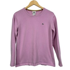 Lacoste Women's Pink Long Sleeve Crew Neck Sweater M Made in France
