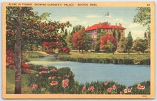 Vintage Fenway Boston MA Postcard Showing Gardner's Palace Linen 1941