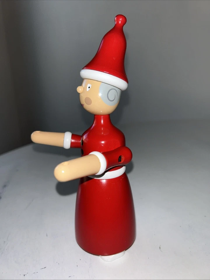 Figura de madera Kay Bojesen Mrs. Claus roja y blanca 8”Hx4”Lx4”W de colección Foto 4 de 4