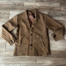 Womens Brown Single Breasted Blazer Jacket Work Classic Casual Preppy