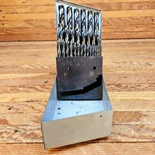 Drill Bit Set Index 1/16 to 1/2 HSS Set Made In USA Vintage Milwaukee Steel Case